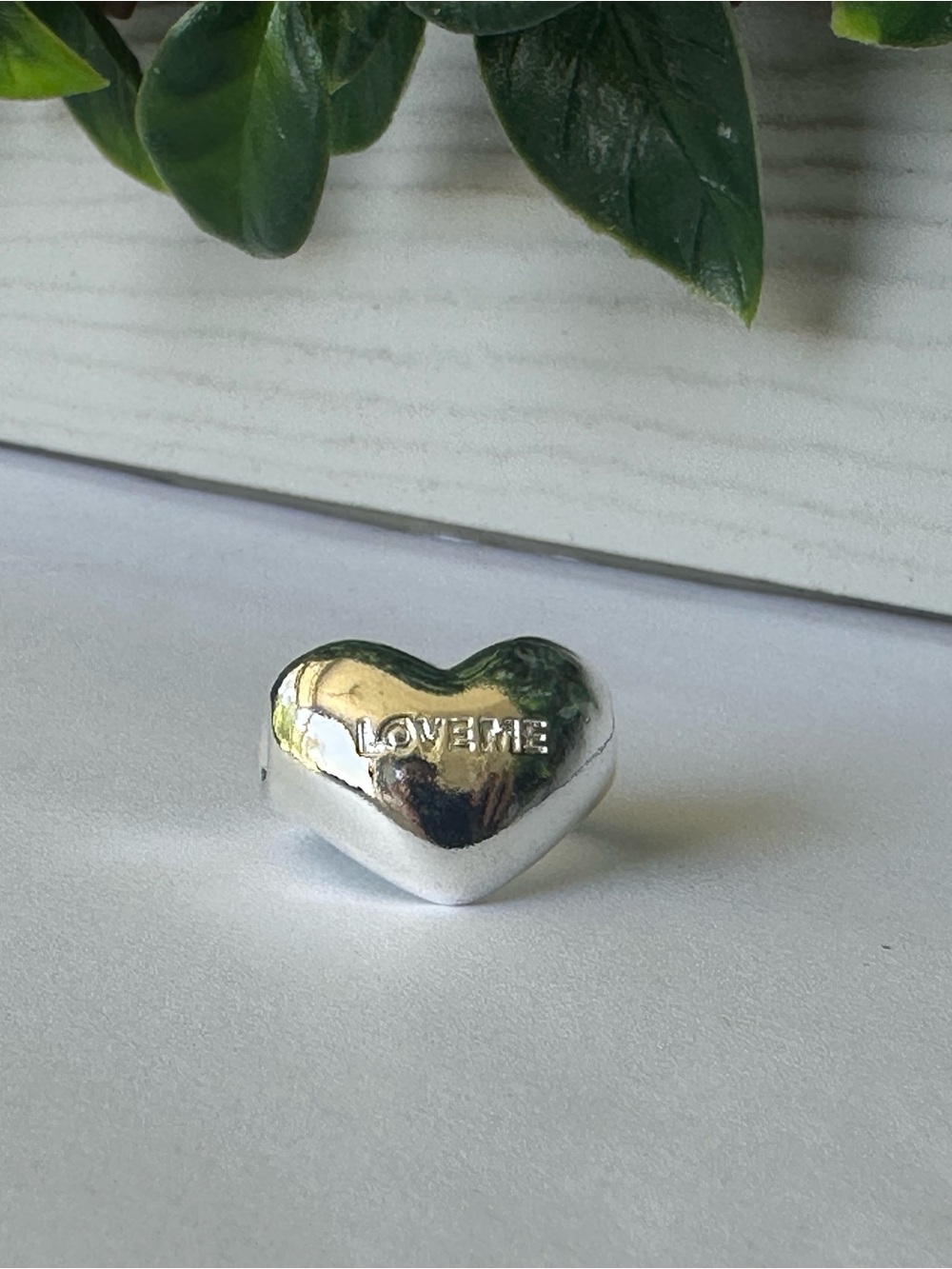 Sterling Silver Heart Bead Charm - Polished Silver - Picture 2 of 5